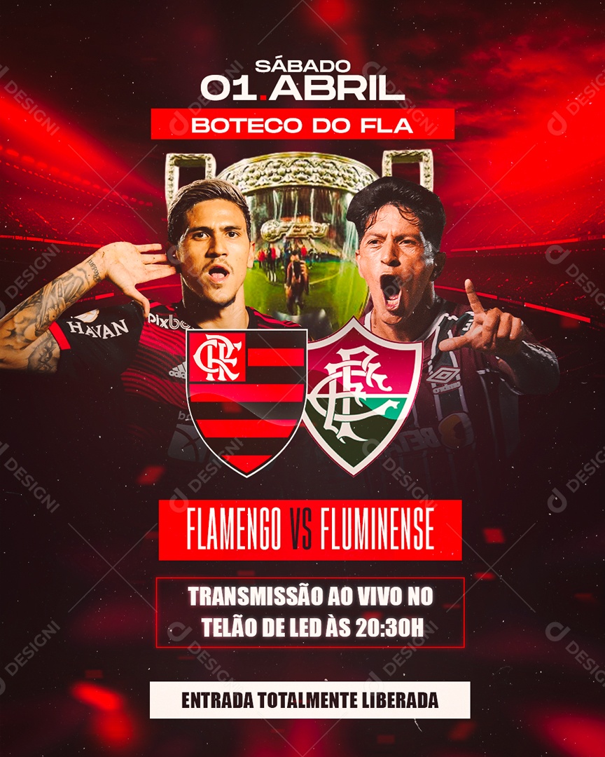 Social Media Flyer Boteco Do Fla Futebol Flamengo Vs Fluminense PSD Editável