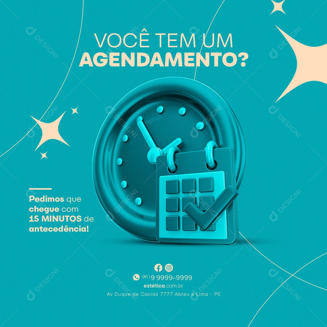Você Tem Um Agendamento Clínica Estética Social Media PSD Editável