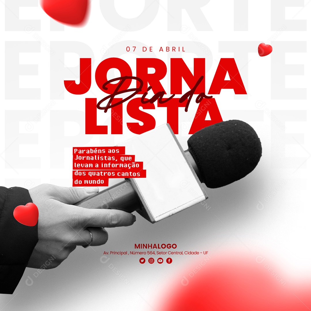 Parabéns Aos Jornalistas 07 De Abril Dia do Jornalista Social Media PSD Editável