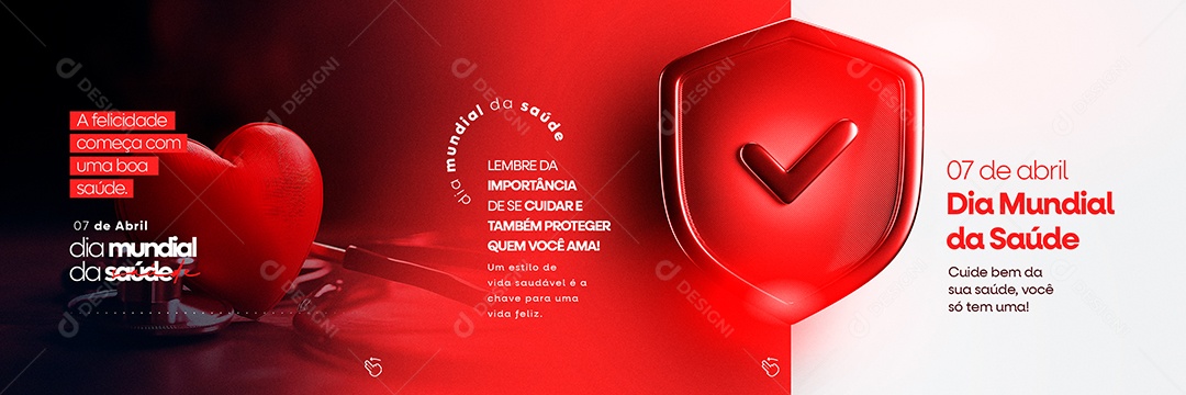 Cuide Bem Da Sua Saúde Você Só Tem Uma Dia Mundial Da Saúde Carrossel Social Media PSD Editável