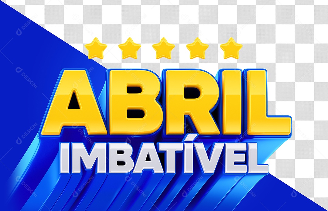 Abril Imbatível Selo 3D Azul E Dourado Para Composição PSD