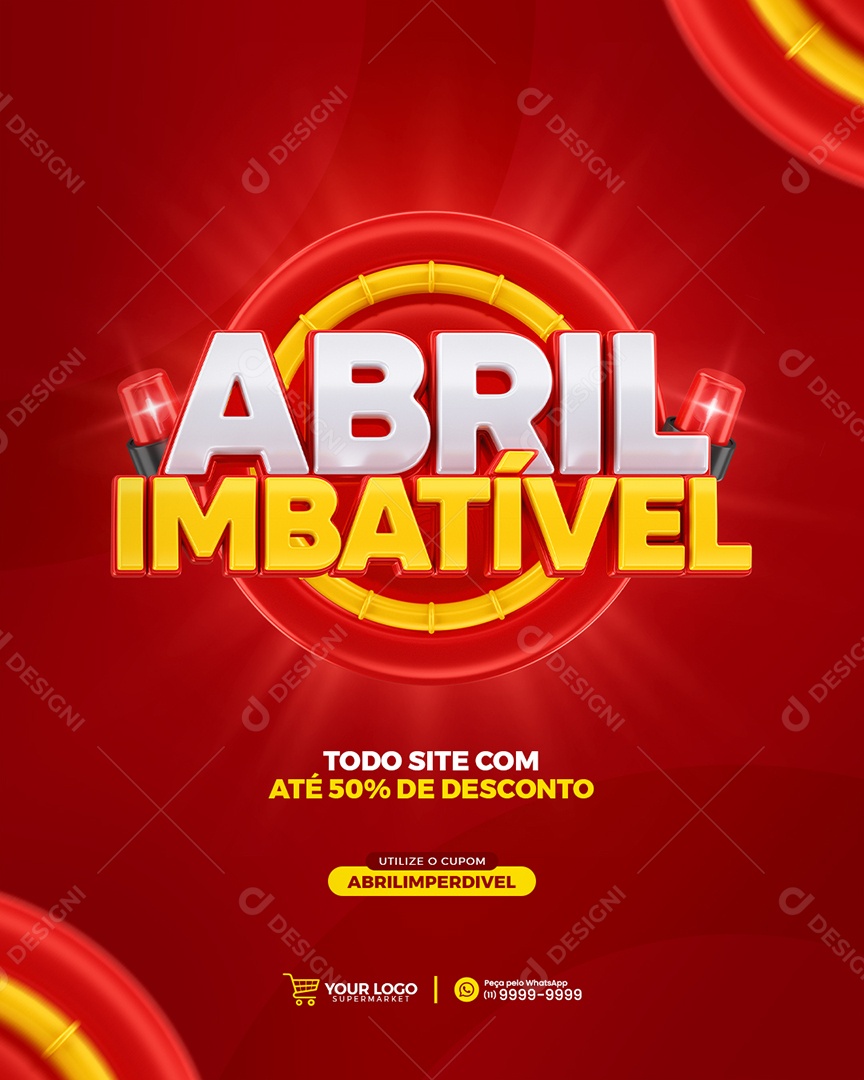 Social Media Abril Imbatível Todo Site Com Até 50% De Desconto PSD Editável