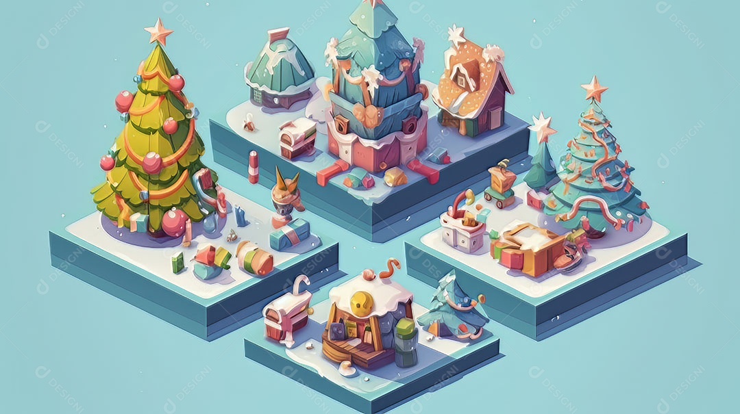 Feliz Natal 3D isométrico.