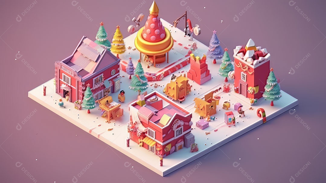 Feliz Natal 3D isométrico.