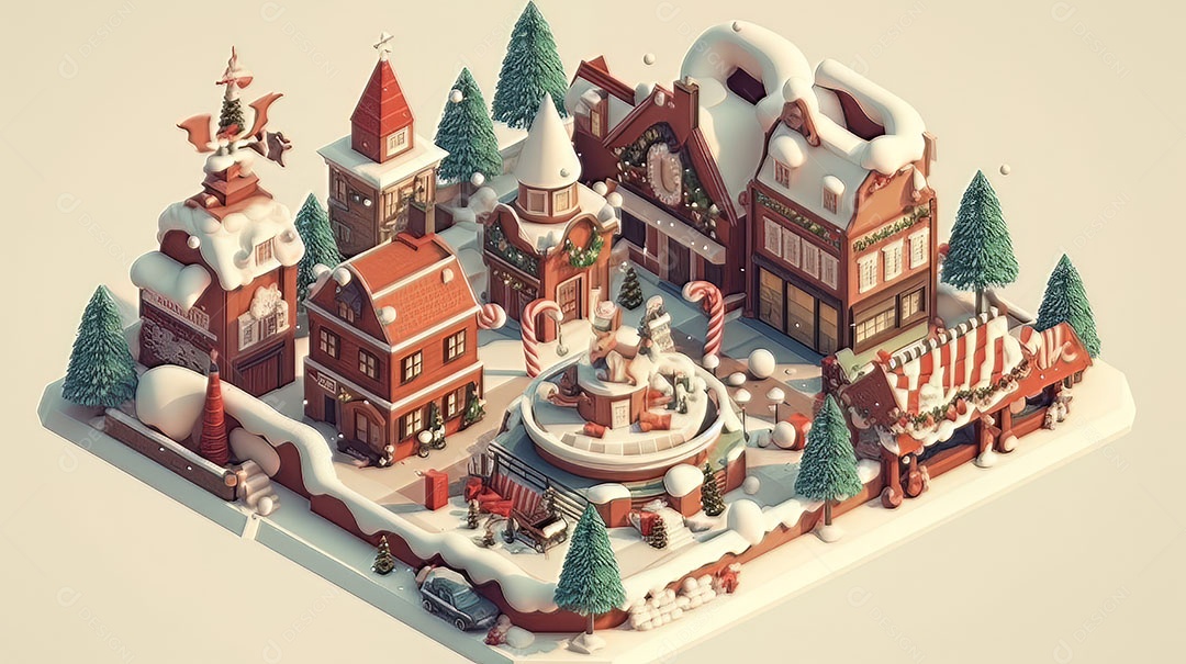 Feliz Natal 3D isométrico.