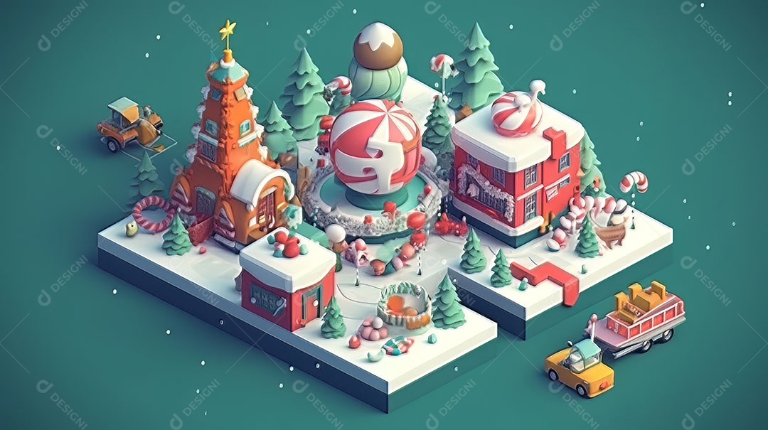 Feliz Natal 3D isométrico.