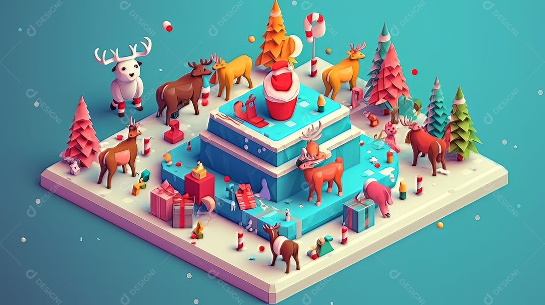 Feliz Natal 3D isométrico.