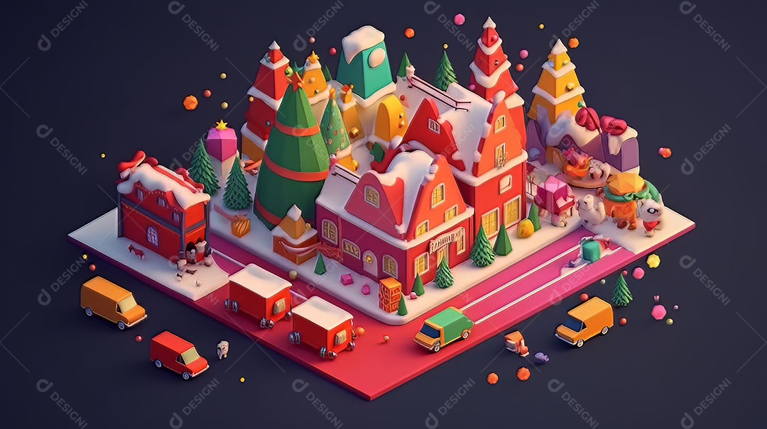 Feliz Natal 3D isométrico.