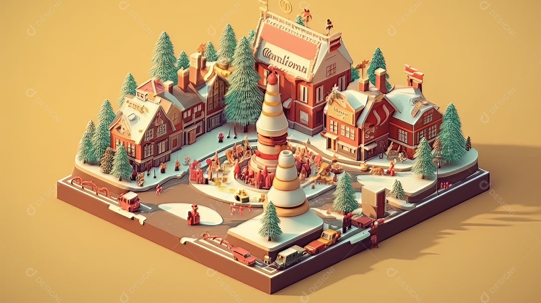 Feliz Natal 3D isométrico.