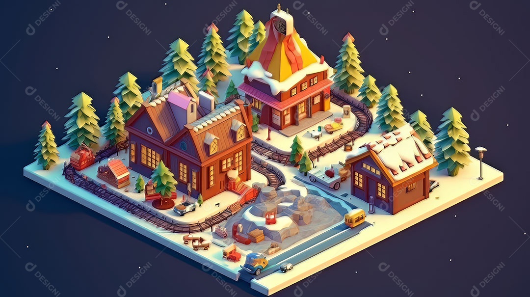 Feliz Natal 3D isométrico.