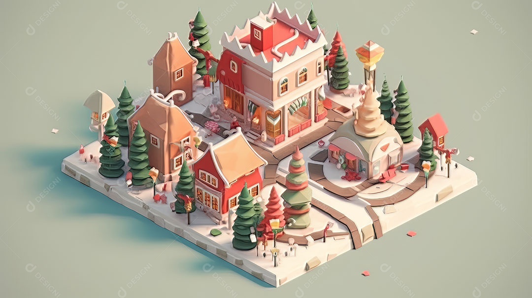 Feliz Natal 3D isométrico.