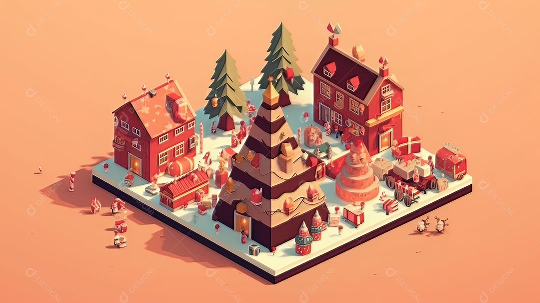 Feliz Natal 3D isométrico.