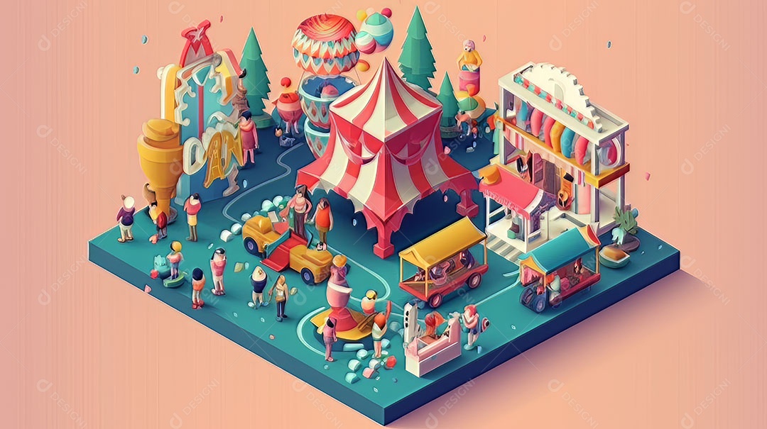 Feliz Natal 3D isométrico.