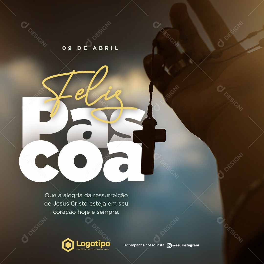 Social Media Feliz Páscoa Alegria Da Ressurreição PSD Editável
