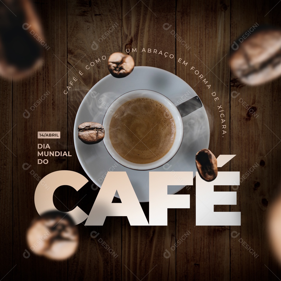 Social Media Café E Como Um Abraço 14 De Abril PSD Editável