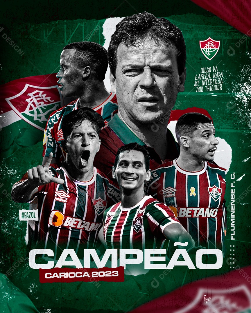 Social Media Campeão Carioca 2023 Fluminense Jogadores PSD Editável