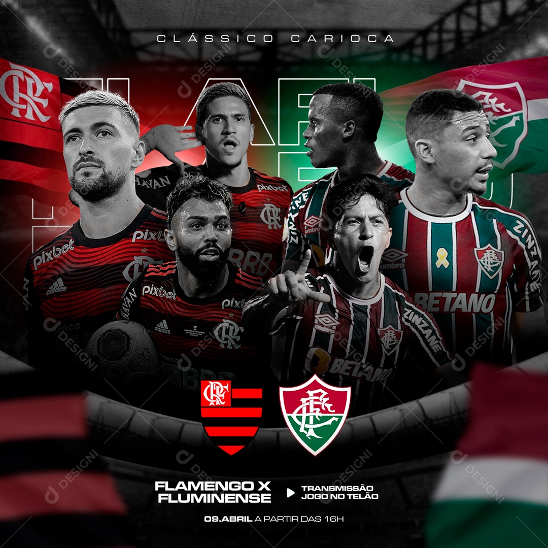 Social Media Clássico Carioca Flamengo X Fluminense PSD Editável