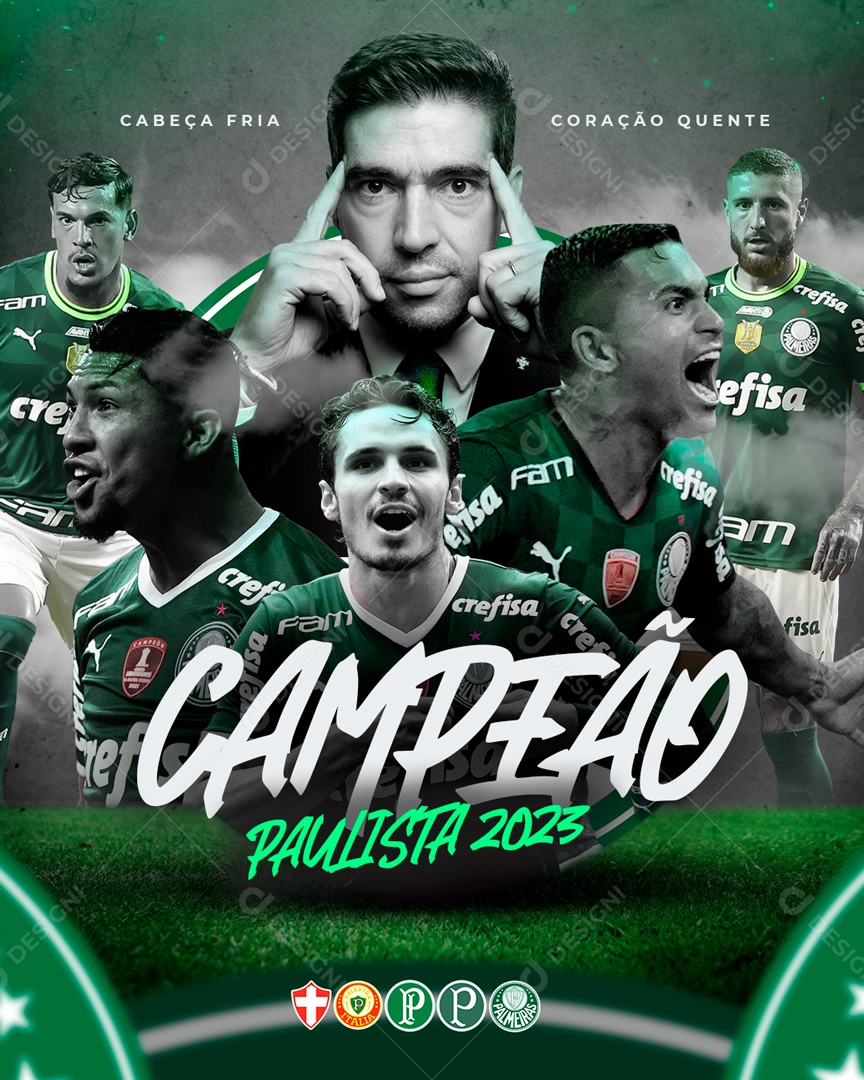 Social Media Time De Futebol Campeão Paulista 2023 Palmeiras PSD Editável