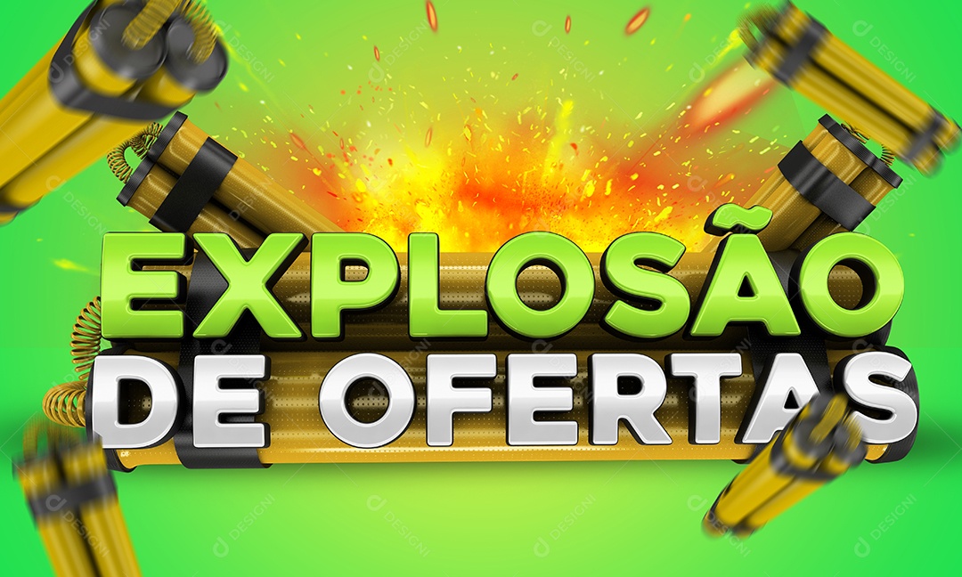 Selo 3D Verde Explosão De Ofertas Para Composição PSD