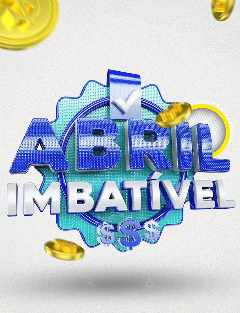 Selo 3D Azul Abril Imbatível Para Composição PSD