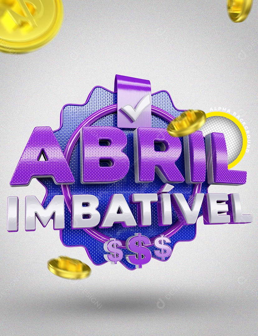 Selo 3D Roxo Abril Imbatível Para Composição PSD