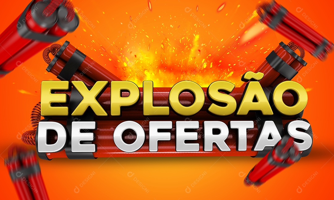 Selo 3D Vermelho Explosão De Ofertas Para Composição PSD