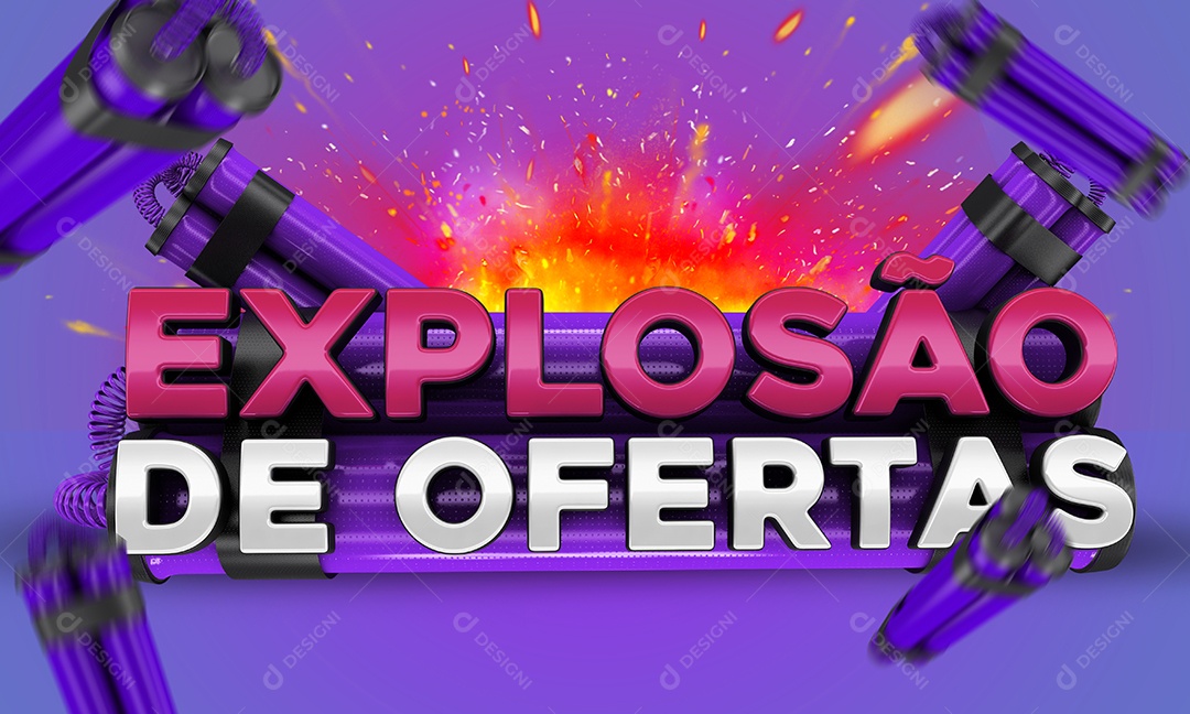 Selo 3D Roxo Explosão De Ofertas Para Composição PSD