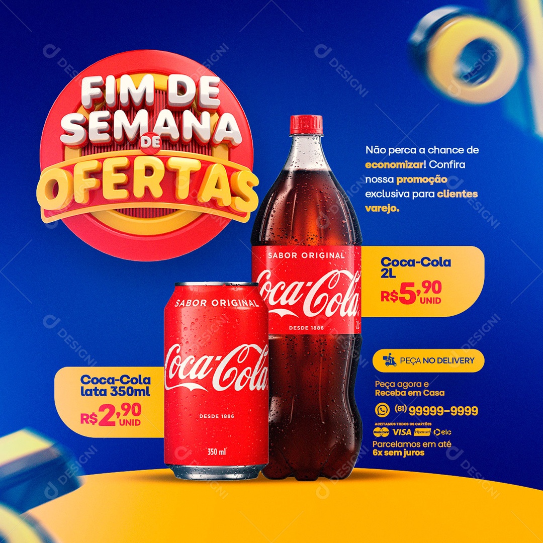 Fim De Semana De Ofertas Coca Cola 2L 5,90 Supermercado Social Media PSD Editável