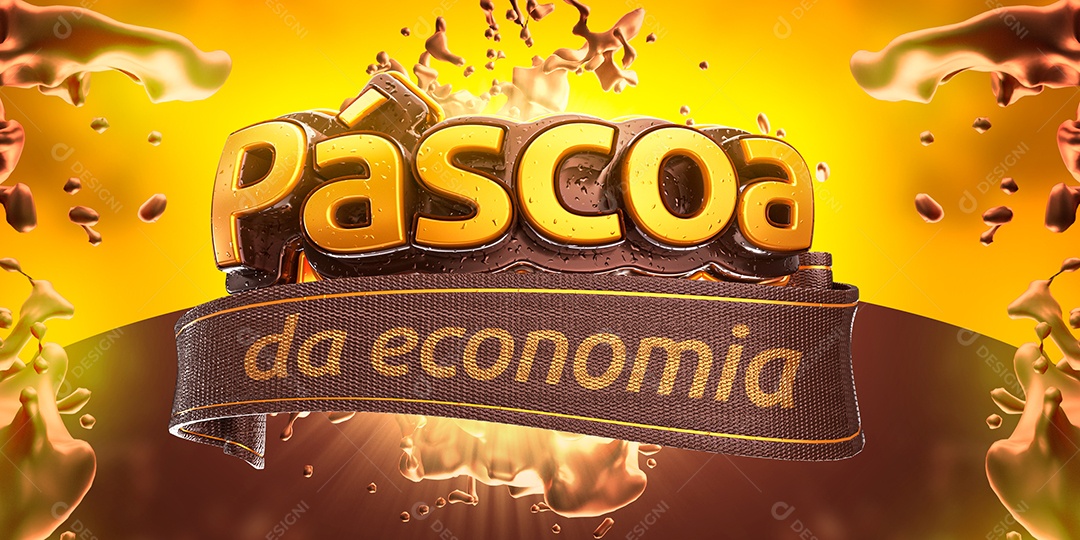 Páscoa Da Economia Selo 3D Para Composição PSD