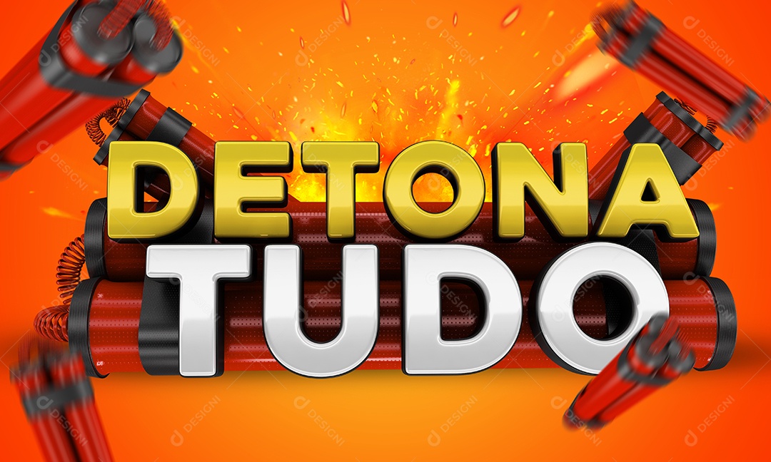 Selo 3D Vermelho Dinamite Detona Tudo Para Composição PSD