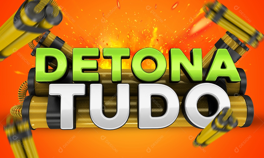 Selo 3D Verde Dinamite Detona Tudo Para Composição PSD
