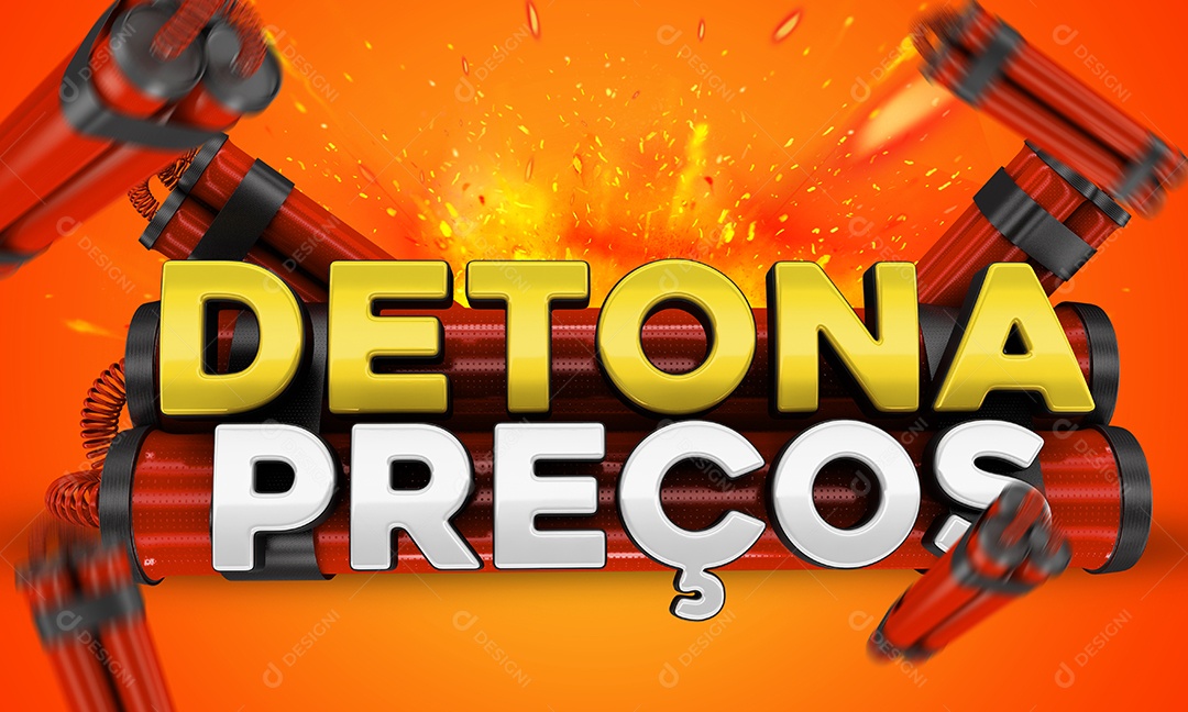 Selo 3D Vermelho Dinamite Detona Preços Para Composição PSD