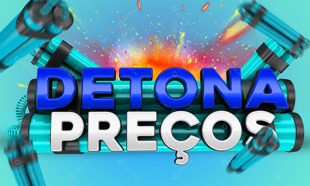 Selo 3D Azul Dinamite Detona Preços Para Composição PSD