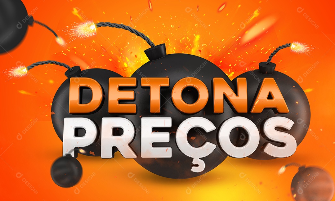 Selo 3D Laranja Bomba Detona Preços Para Composição PSD