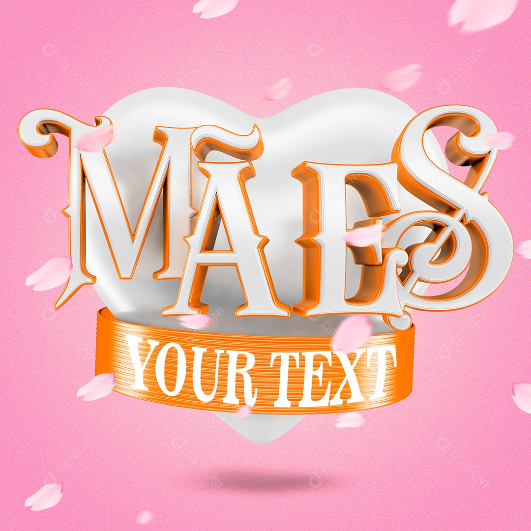 Selo 3D Laranja Dia Das Mães Seu Texto Para Composição PSD