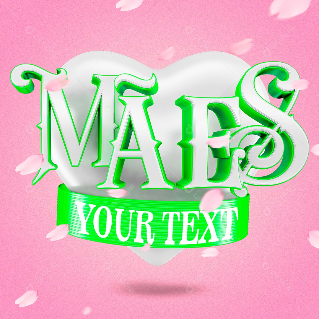 Selo 3D Verde Dia Das Mães Seu Texto Para Composição PSD