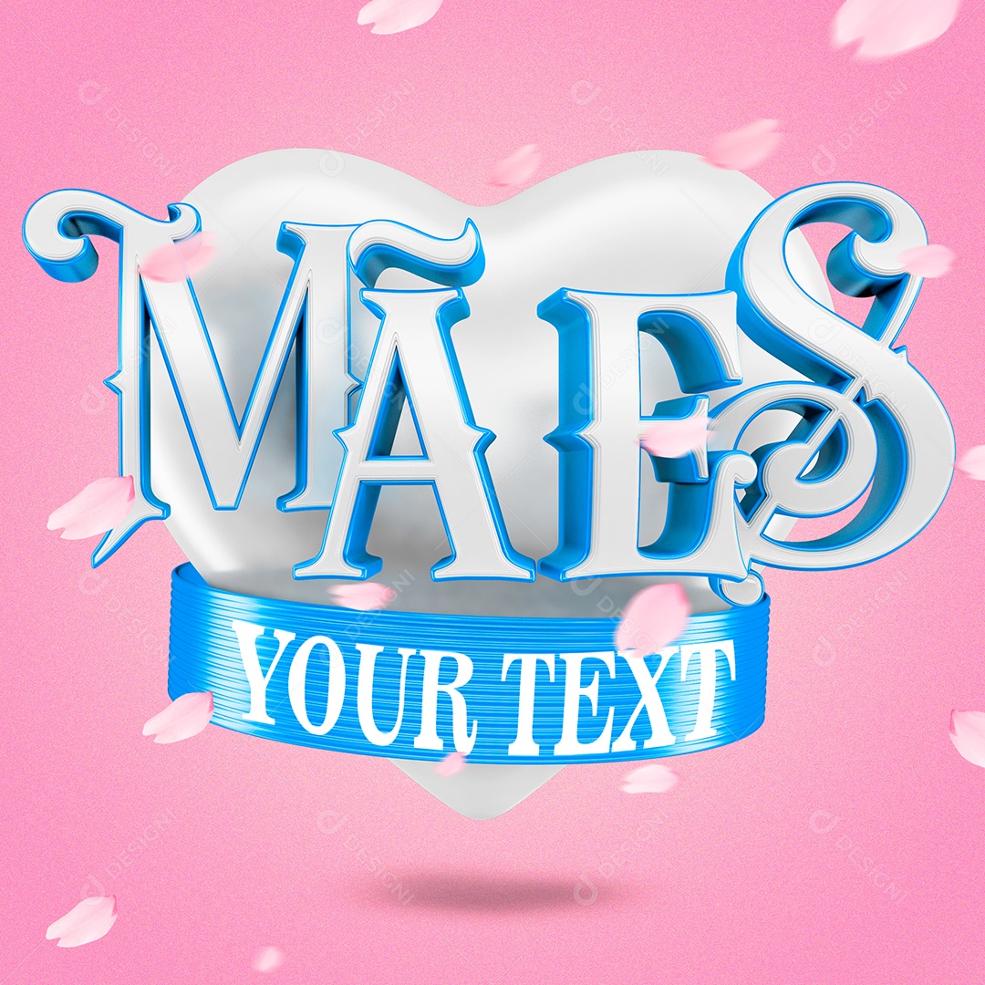 Selo 3D Azul Claro Dia Das Mães Seu Texto Para Composição PSD