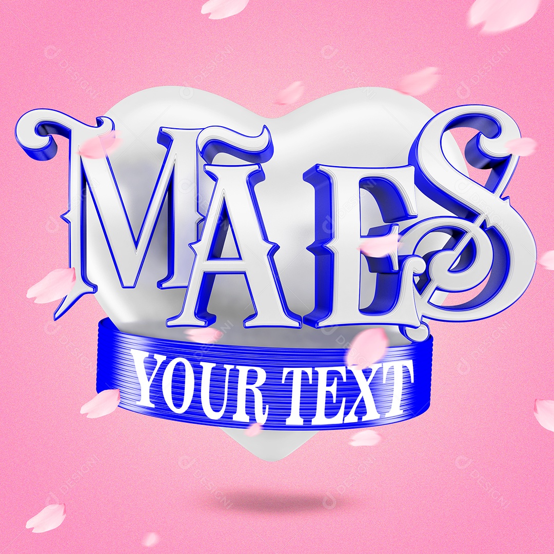 Selo 3D Azul Dia Das Mães Seu Texto Para Composição PSD