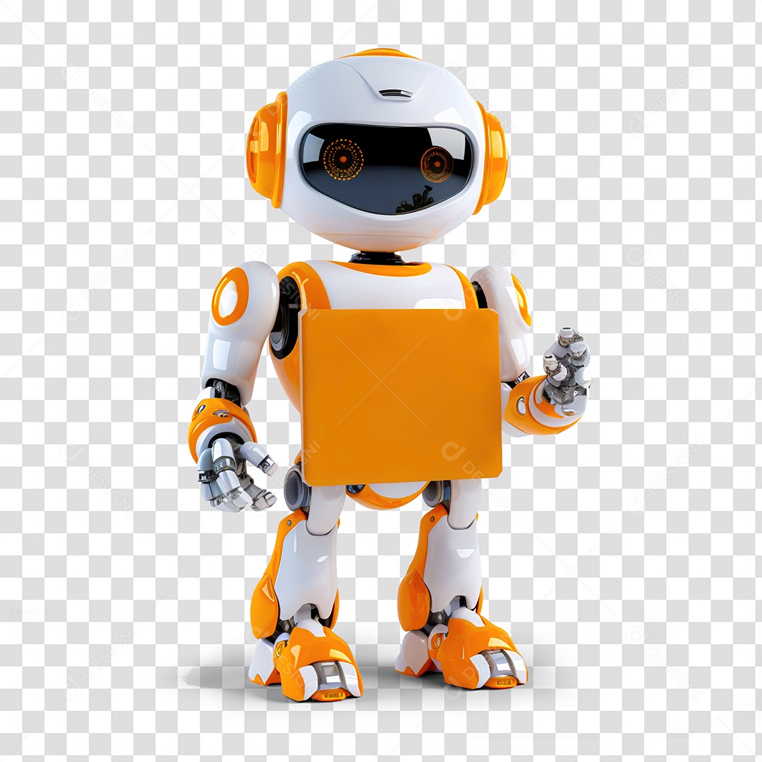 Robô Branco e Laranja PNG Transparente