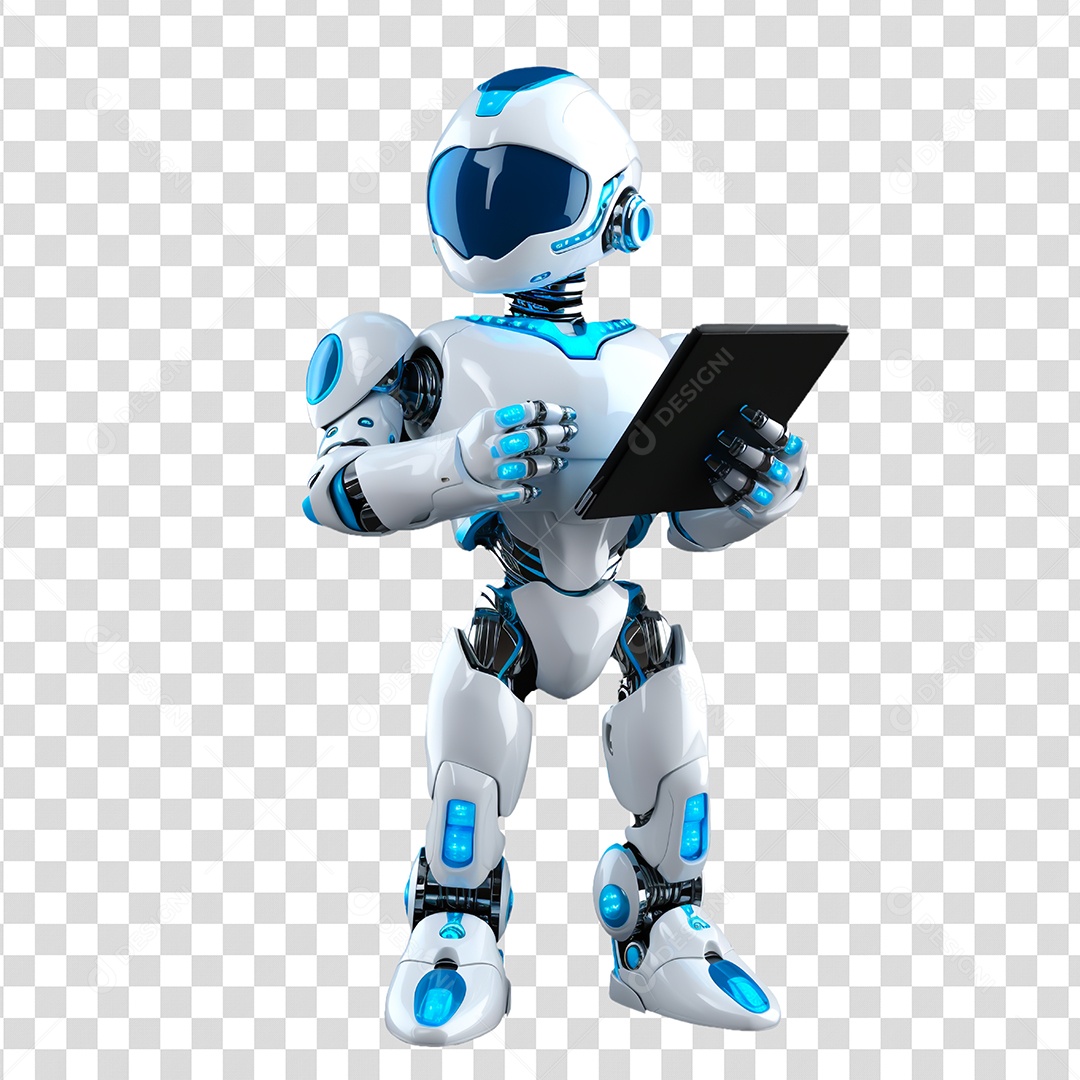 Robô Branco e Azul PNG Transparente