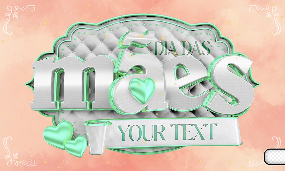 Selo 3D Dia Das Mães Seu Texto Cinza E Azul Claro Para Composição PSD