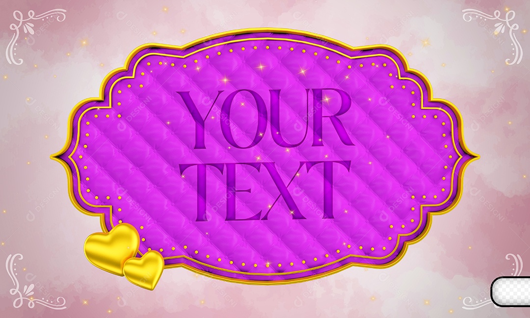 Caixa De Texto Roxa Elemento 3D PSD