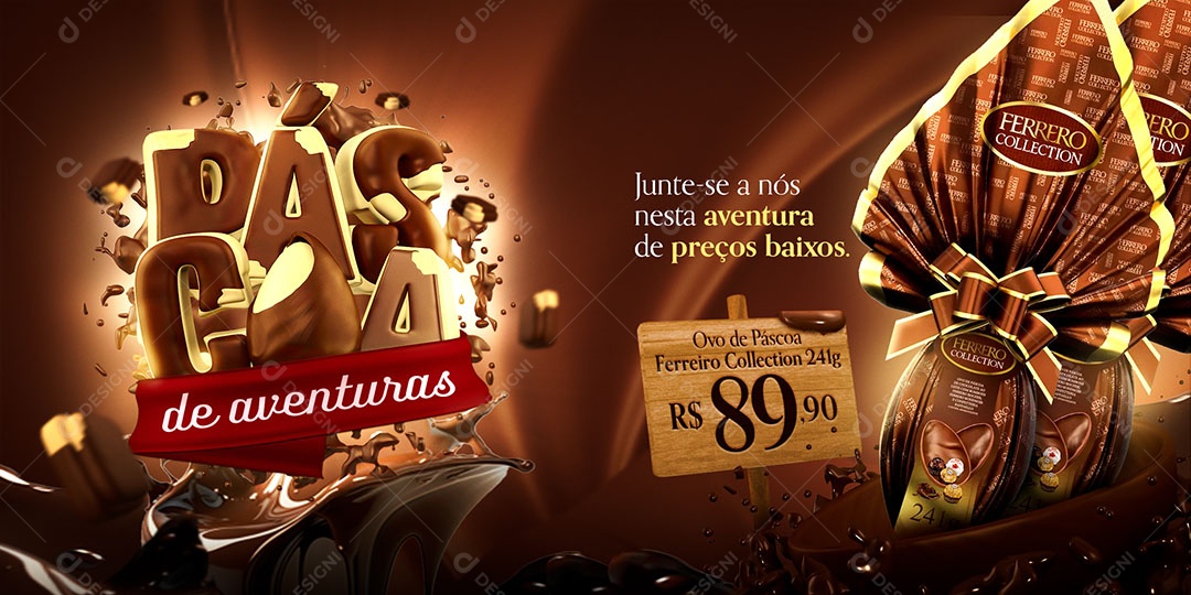 Banner Páscoa De Aventuras Ovos De Páscoa 25,90 Supermercado Social Media PSD Editável