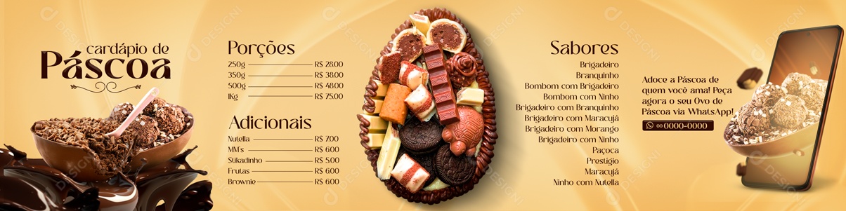 Cardápio De Páscoa Ovos De Páscoa Carrossel Social Media PSD Editável