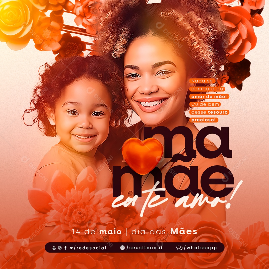 Nada-Se Compara Ao Amor De Mãe Mamãe Eu Te Amo Dia Das Mães Social Media PSD Editável