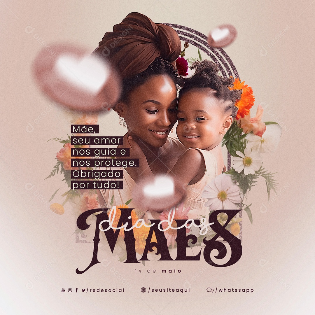 Mãe Seu Amor Nos Guia E Nos Protege Obrigado Por Tudo Dia Das Mães Social Media PSD Editável