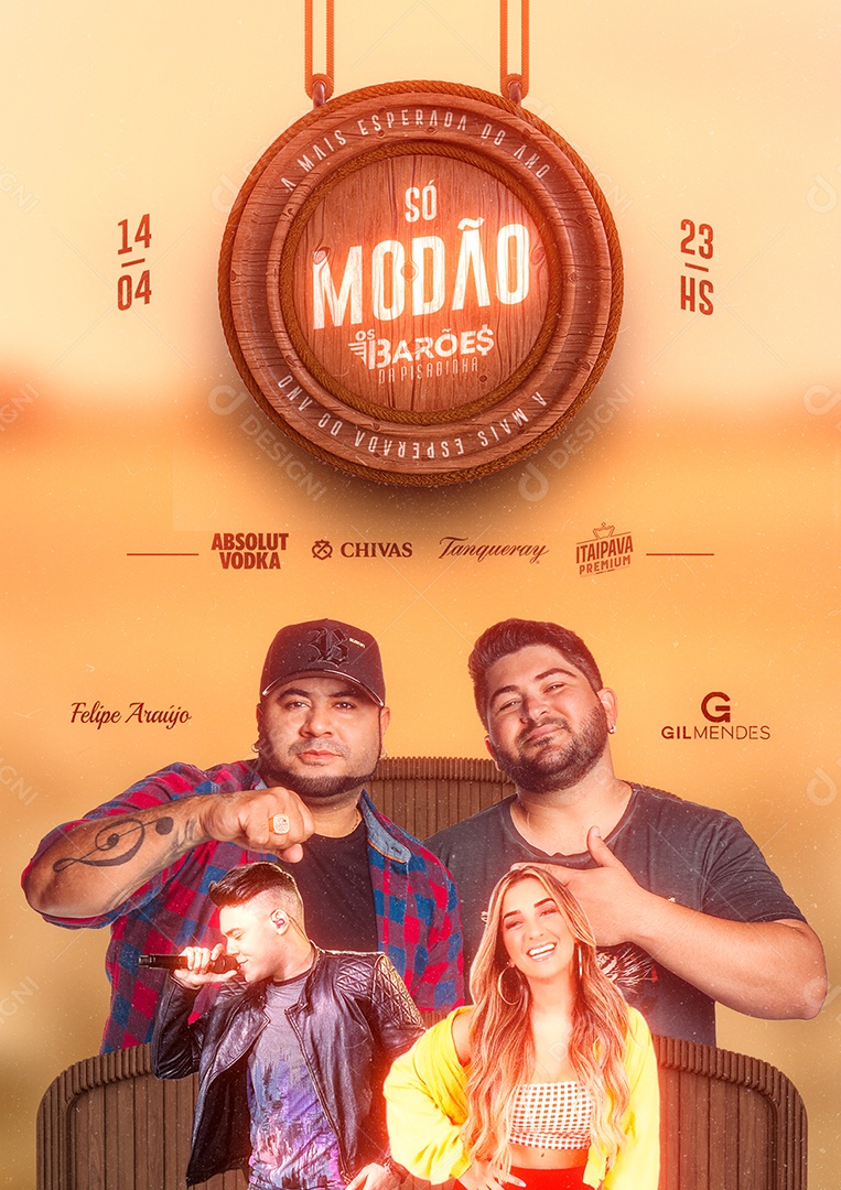 Só Modão Flyer Os Barões Da Pisadinha Social Media PSD Editável