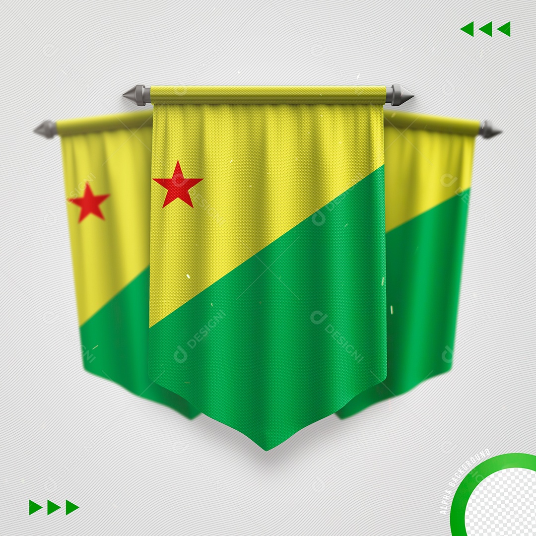 Elemento 3D Para Composição Bandeira do Acre PNG Transparente