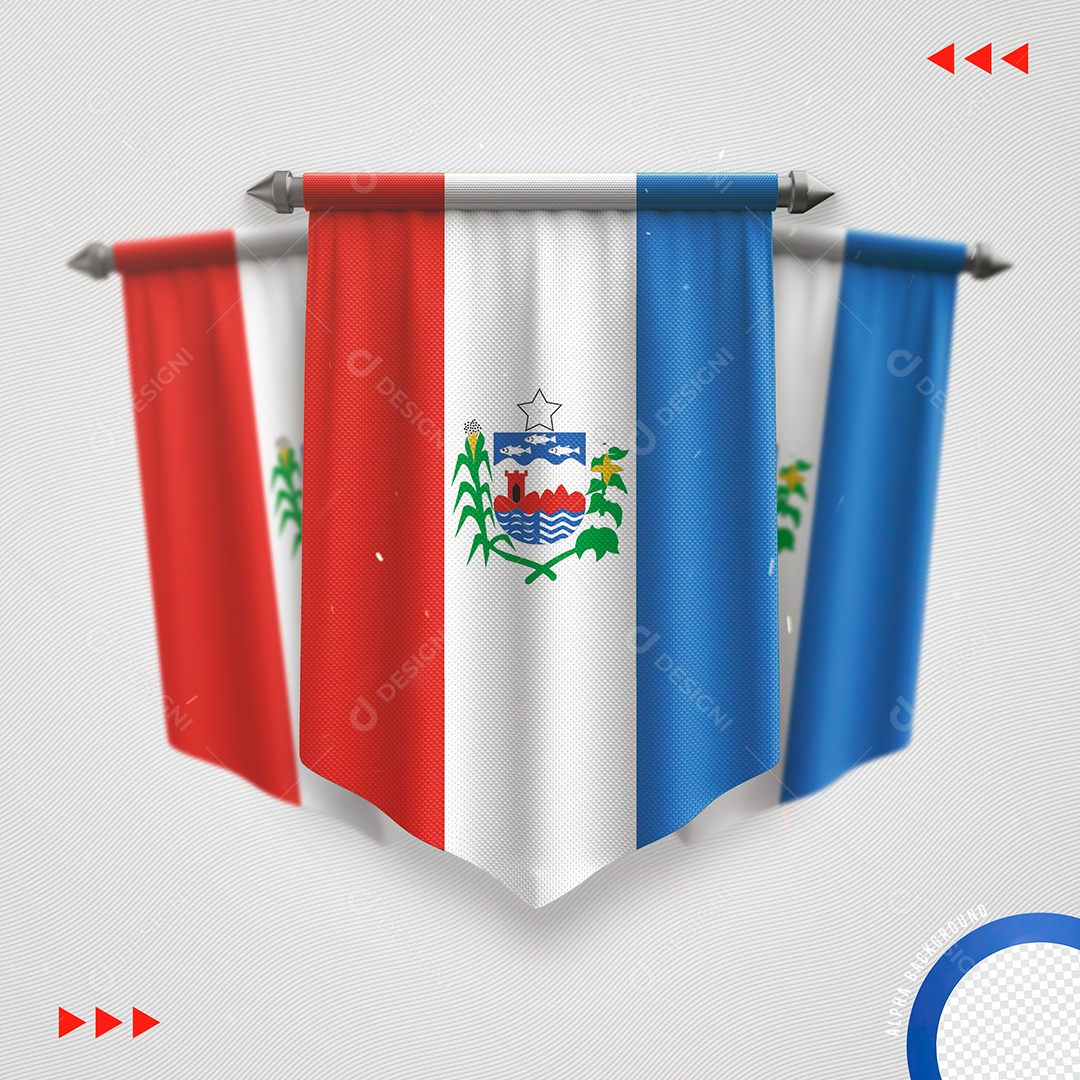Elemento 3D Para Composição Bandeira de Alagoas PNG Transparente
