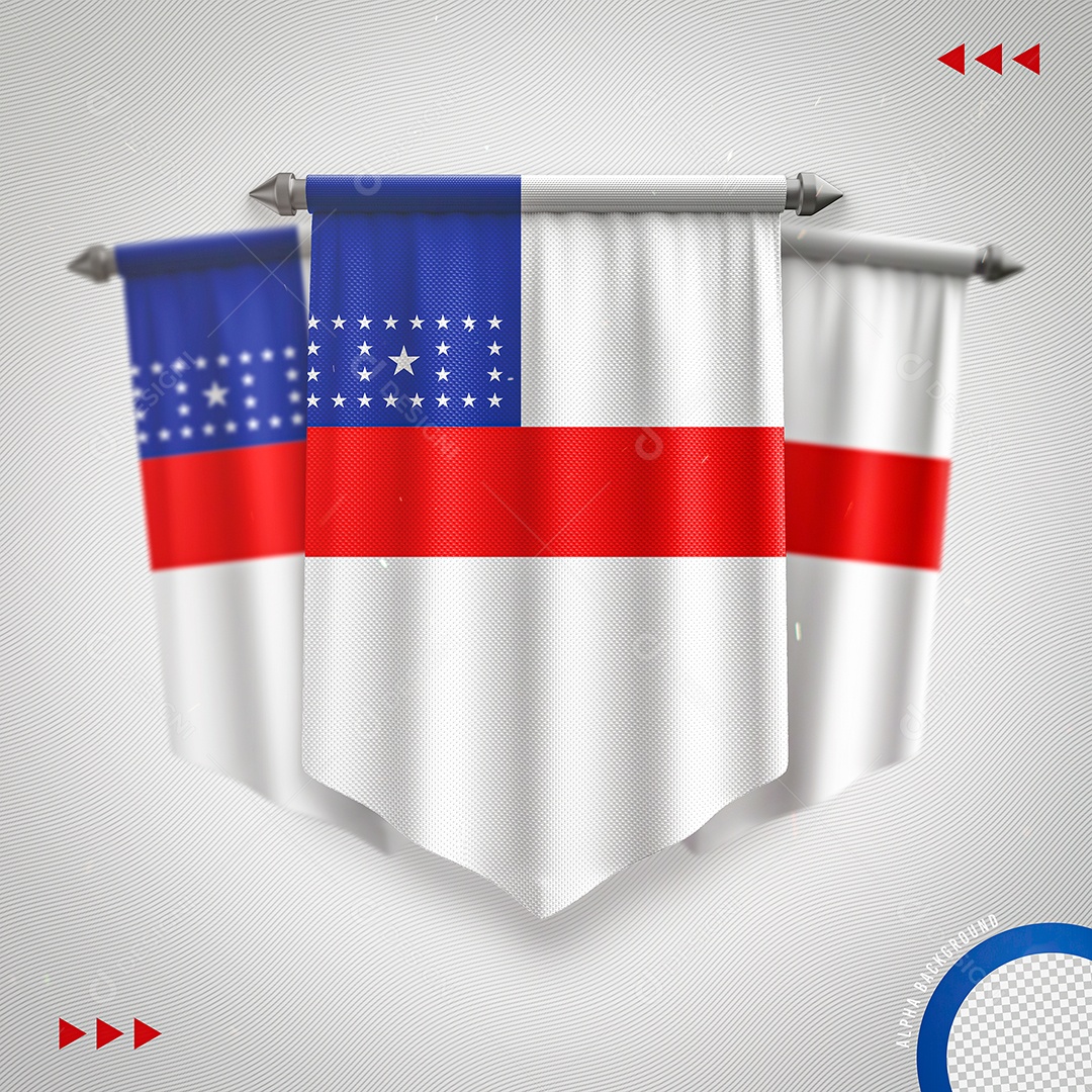Elemento 3D Para Composição Bandeira da Amazonas PNG Transparente
